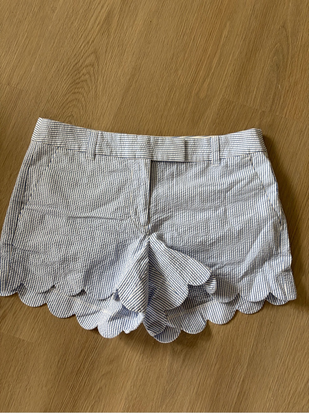 J Crew Seersucker Scalloped Shorts Size 8